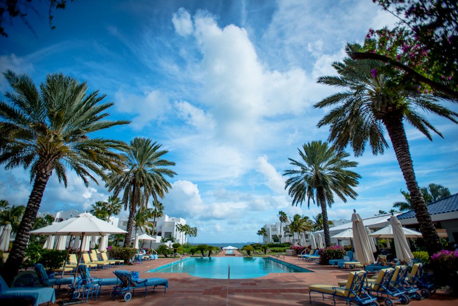 View of the CuisinArt Resort in Anguilla BWI before Lauren and Justin's wedding rehearsal. Captured by Caribbean Destination Wedding Photographer Ben Lau.