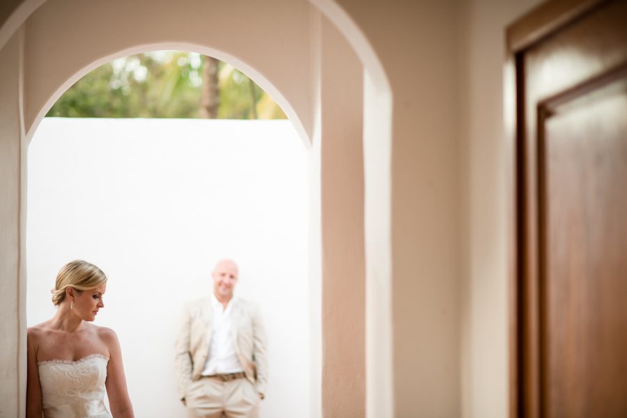 Bride and Groom pose for their bridal portraits at the CuisinArt Resort & Spa in Anguilla. Captured by Caribbean Destination Wedding Photographer Ben Lau.