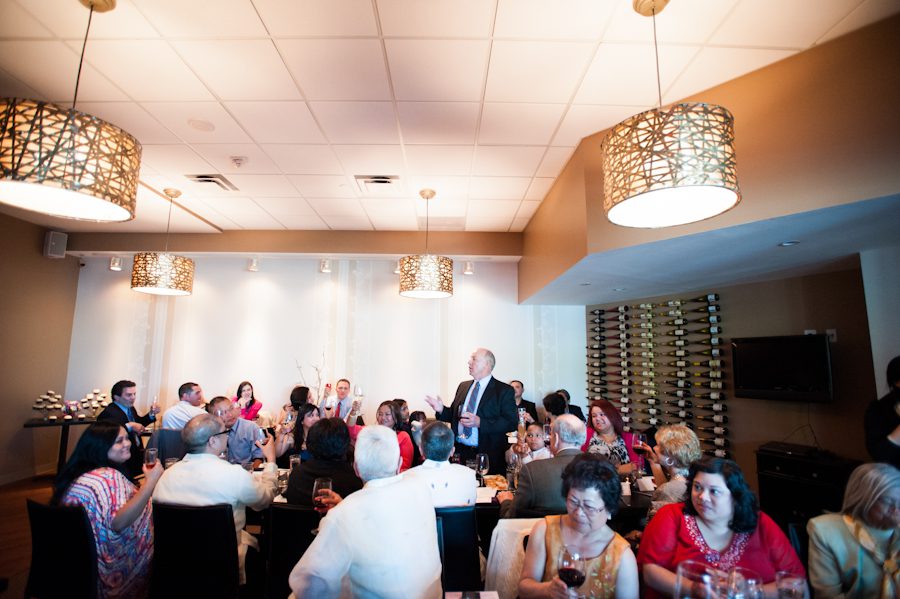 Wedding reception at the Curious Grape in Shirlington, Virginia. Captured by Ben Lau Photography.