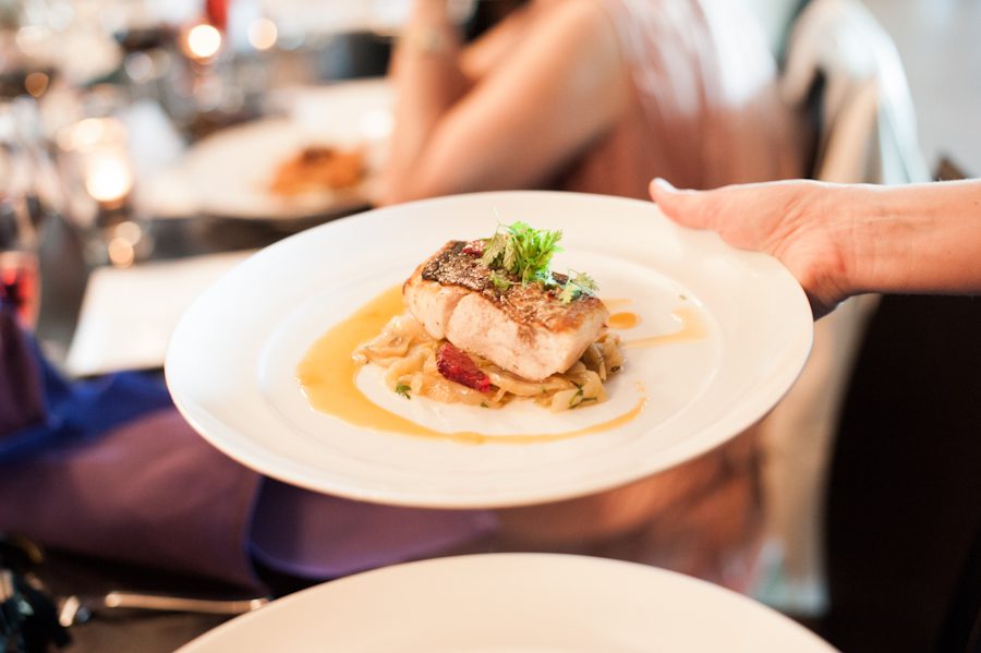 Fish entree at the Curious Grape in Shirlington, VA. Captured during wedding reception by Ben Lau Photography.