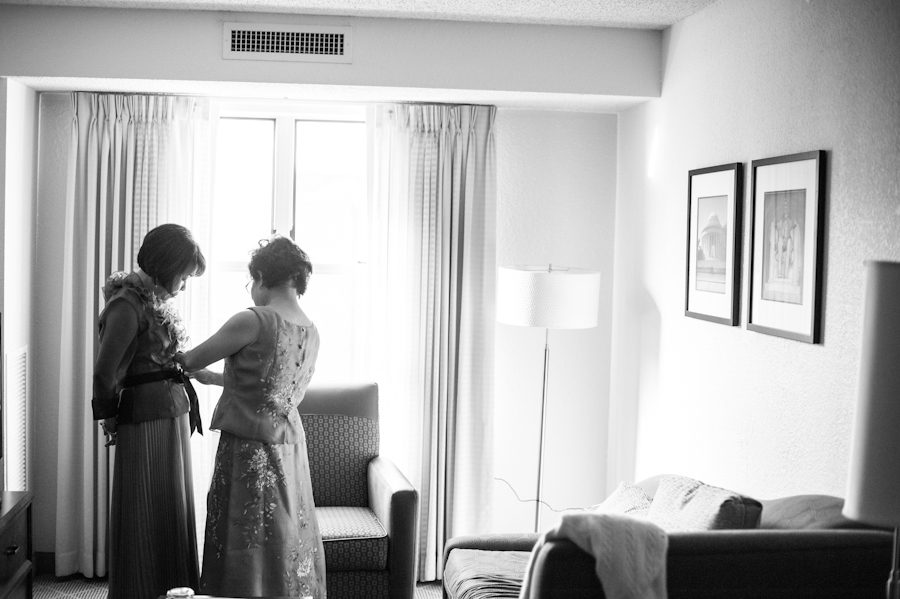 Mom and Aunt of the bride gets ready for Dave and Nicole's wedding day in Washington DC. Captured by Ben Lau Photography.