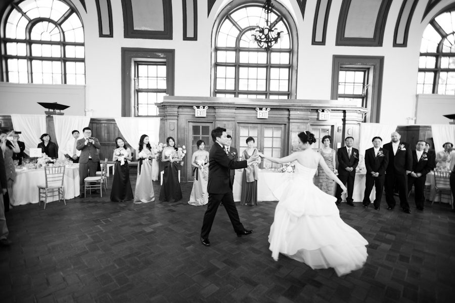Bride and groom's first dance at their wedding in Snug Harbor, Staten Island. Captured by New York City wedding photographer Ben Lau.