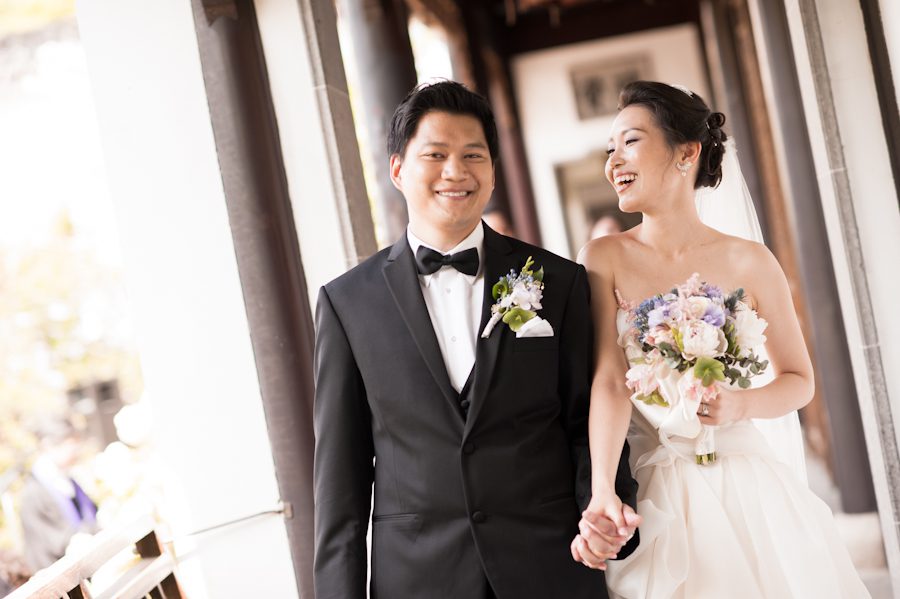 Hae Yoon and Bernard after their wedding ceremony at Snug Harbor in Staten Island. Captured by New York City wedding photographer Ben Lau.