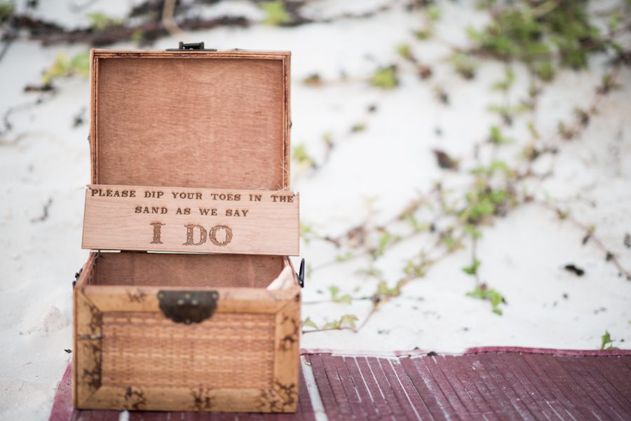 Shoe box for wedding guests at the CuisinArt Resort & Spa in Anguilla. Captured by Caribbean destination wedding photographer Ben Lau.