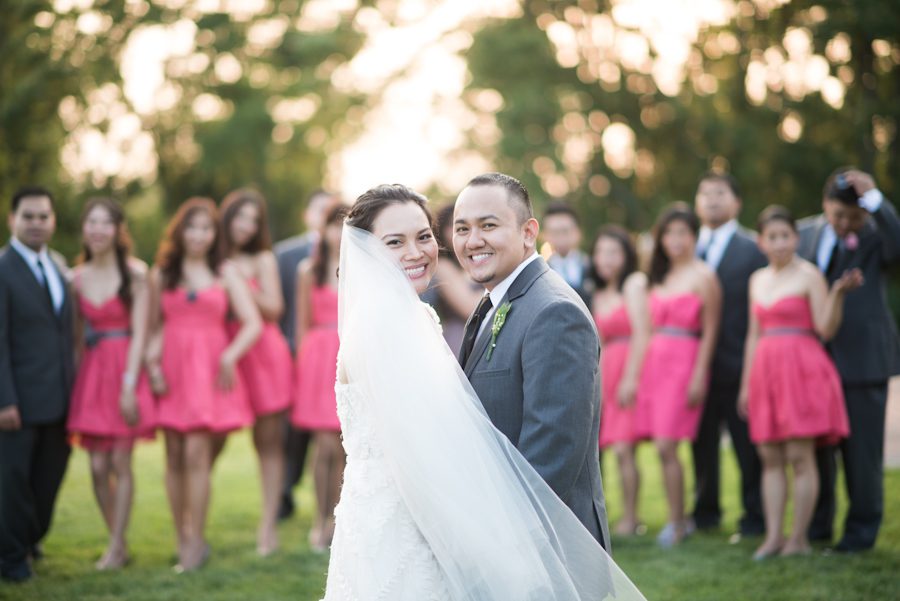 Bridal party portrait at the Oxon Hill Manor in Oxon HIll, MD. Captured by awesome NJ wedding photographer Ben Lau.