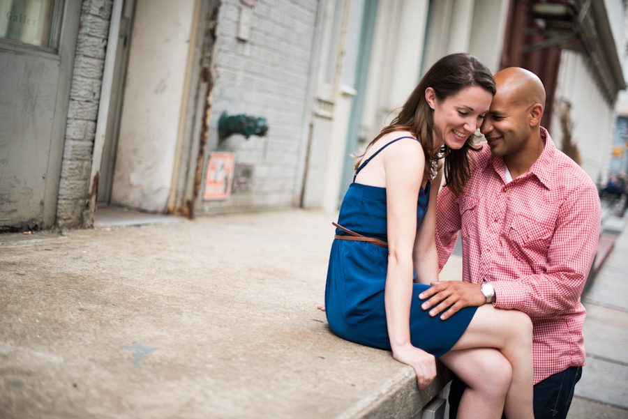Katie and Jason pose during their engagement session in Soho with awesome New York City wedding photographer Ben Lau.