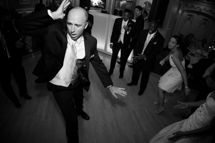 Groom dances on his wedding day at The Manor in West Orange. Captured by best NJ wedding photographer Ben Lau.