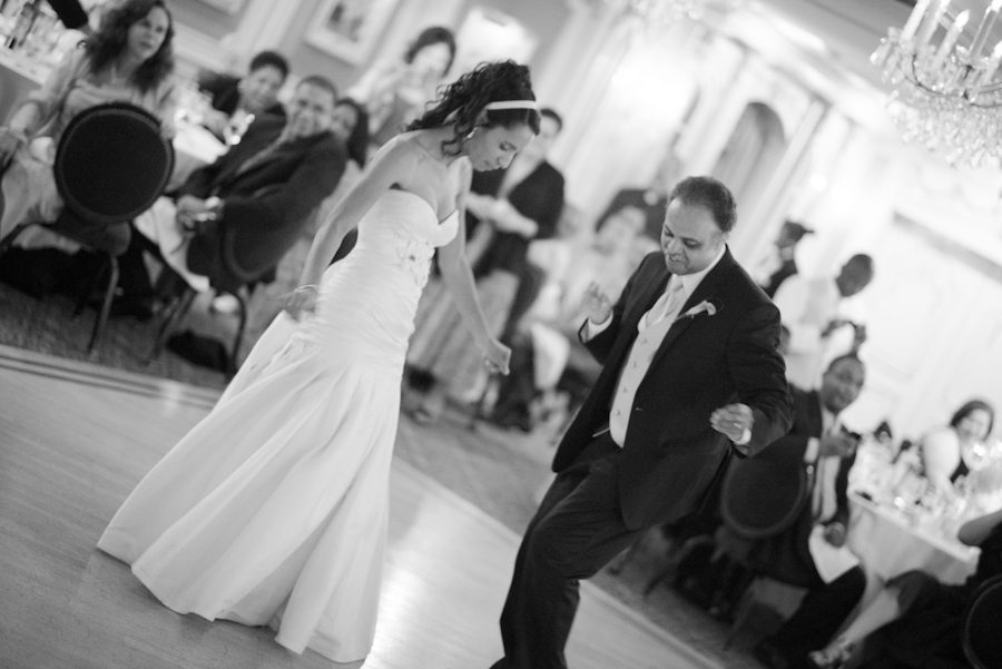 Father and daughter dance on her wedding day at The Manor in West Orange. Captured by best NJ wedding photographer Ben Lau.
