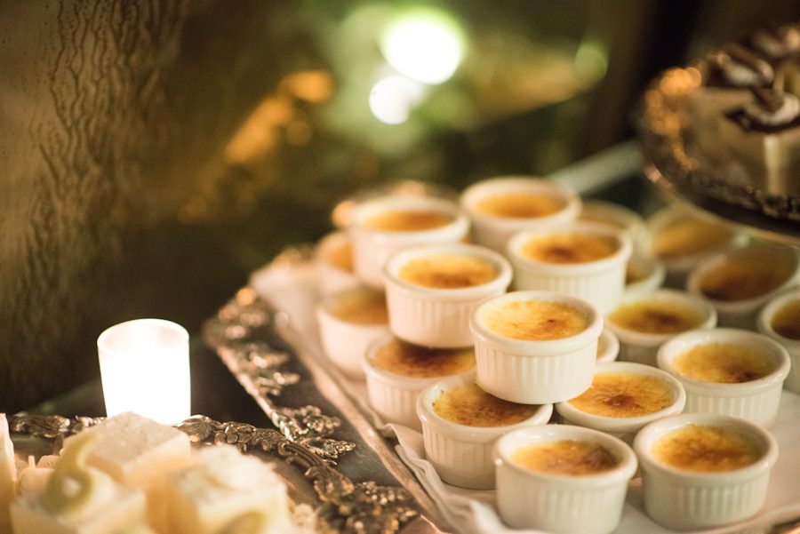 Creme brulee on Patrice and Josh's wedding day at The Manor in West Orange. Captured by best NJ wedding photographer Ben Lau.