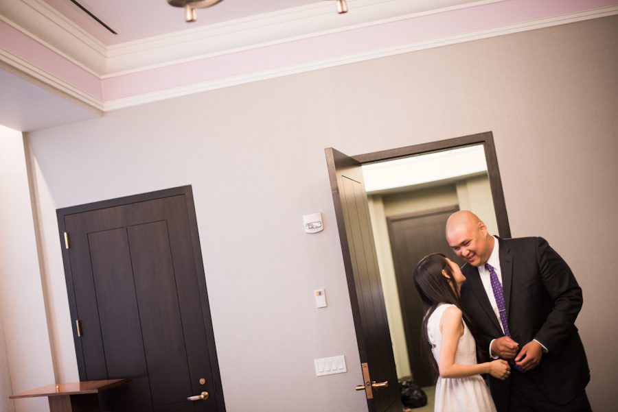 Marriage ceremony at New York City Hall. Captured by awesome NJ wedding photographer Ben Lau.