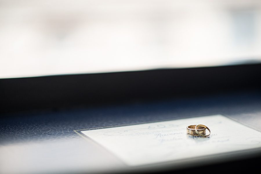 Wedding rings for Rowie and Justin's wedding day at the Marriott in Baltimore, MD. Captured by awesome Ben Lau Photography.