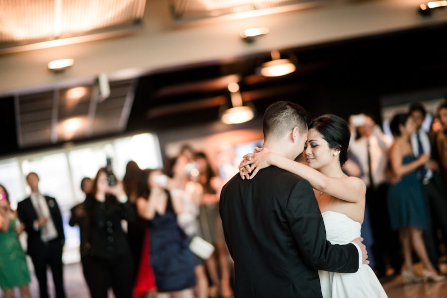 First dance during wedding at Ravens Stadium in Baltimore, MD. Captured by awesome Ben Lau Photography.