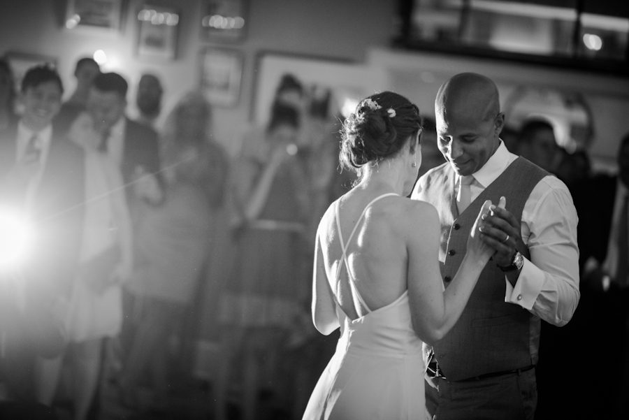 Bride and groom's first dance on their wedding day at the Ram's Head Inn on Shelter Island. Captured by New Jersey Wedding Photographer Ben Lau.