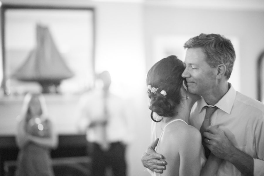 Father and daughter dance on Katie and Jason's wedding day on Shelter Island, NY. Captured by Northern NJ wedding photographer Ben Lau.