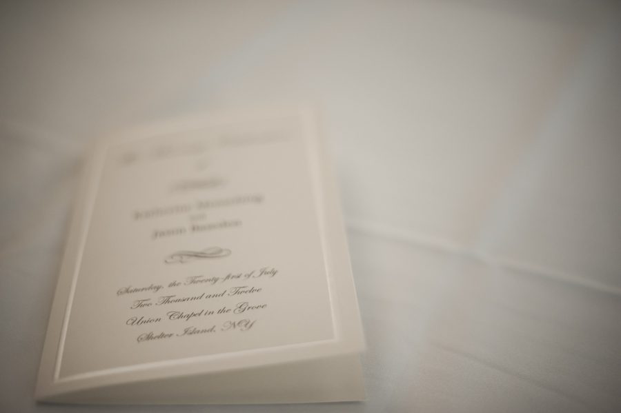 Invitations for Katie and Jason's wedding day at Ram's Head Inn on Shelter Island, NY. Captured by Northern NJ wedding photographer Ben Lau.