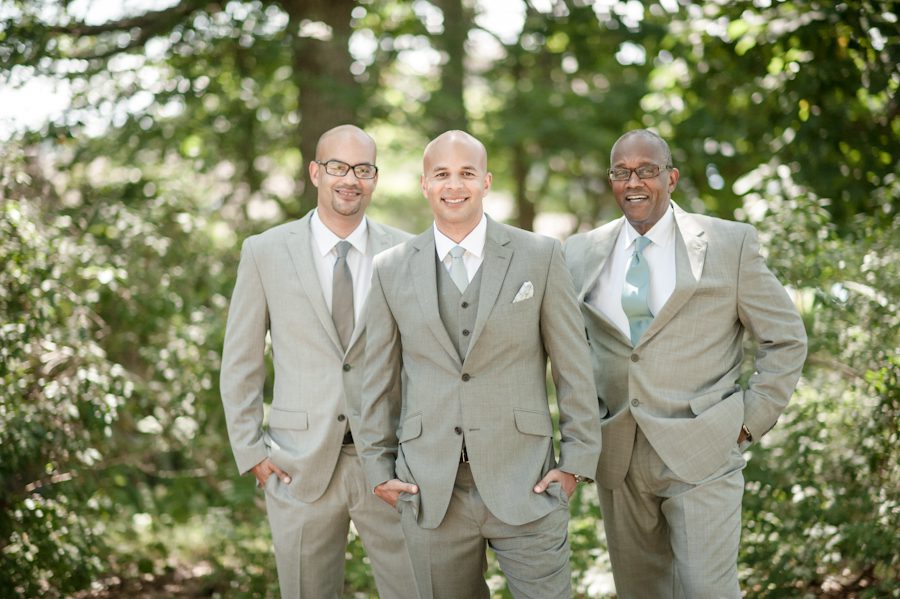 Groom with his father and brother on his wedding day at Ram's Head Inn on Shelter Island, NY. Captured by Northern NJ wedding photographer Ben Lau.
