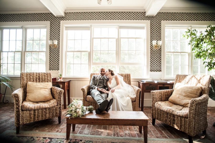Bride and groom portraits at Ram's Head Inn on Shelter Island, NY. Captured by Northern NJ wedding photographer Ben Lau.