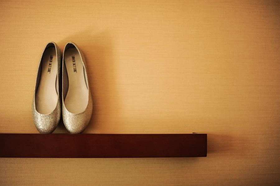 Bride Negar's dancing shoe's for her wedding day at the Liberty House in Jersey City, NJ. Captured by northern NJ wedding photographer Ben Lau.