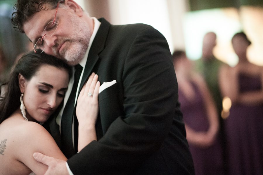 Father and daughter dance at Margot and Alex's wedding at the Eventi Hotel in New York City. Captured by NYC wedding photographer Ben Lau