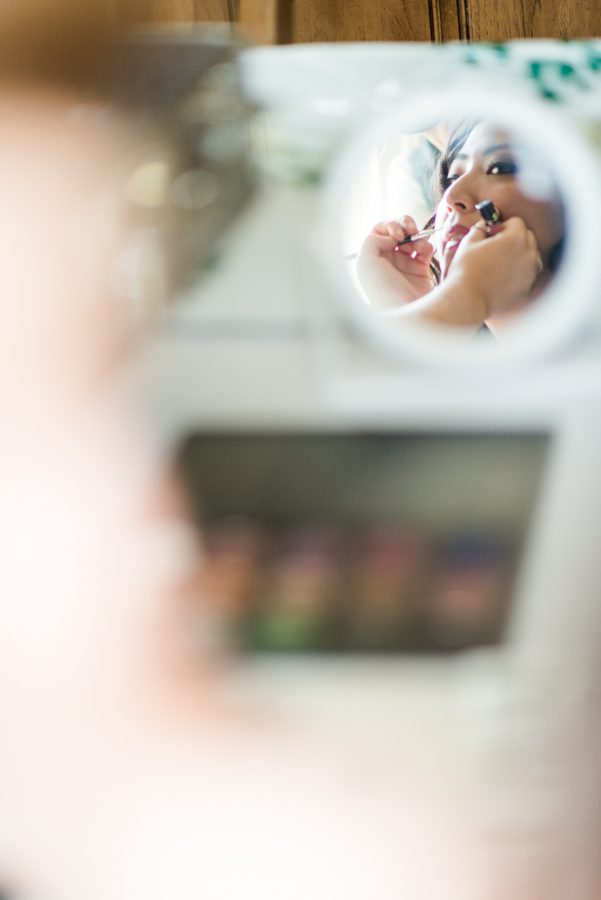 Bride preps for her wedding at the Neshanic Valley Golf Course in Neshanic Station, NJ. Captured by northern NJ wedding photographer Ben Lau.