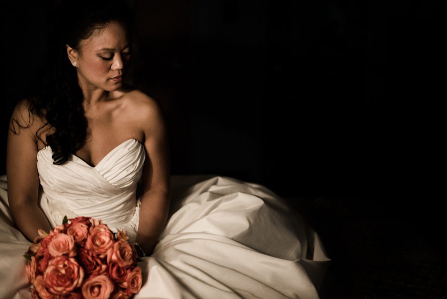 Bride poses during portraits on his wedding day at Perona Farms in Andover, NJ. Captured by northern NJ wedding photographer Ben Lau.