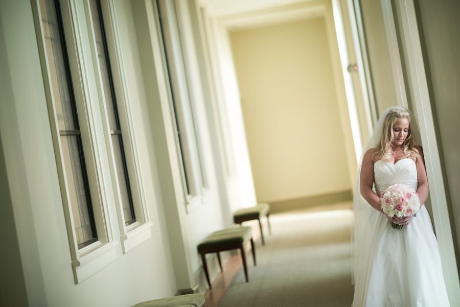 Bridal portraits after a wedding at Notre Dame of Maryland. Captured by Baltimore wedding photographer Ben Lau.