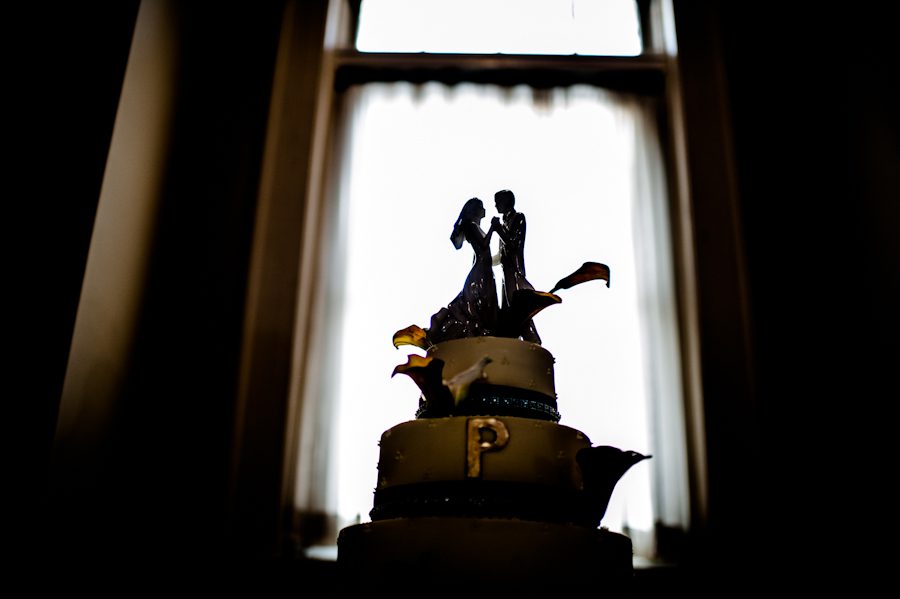 Wedding cake during Lauren and Tony's wedding reception at The Belvedere Hotel in Baltimore, MD. Captured by Ben Lau Photography.