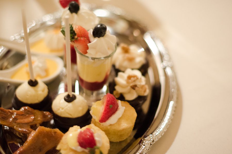Desserts at Lauren and Tony's wedding reception at The Belvedere Hotel in Baltimore, MD. Captured by Ben Lau Photography.