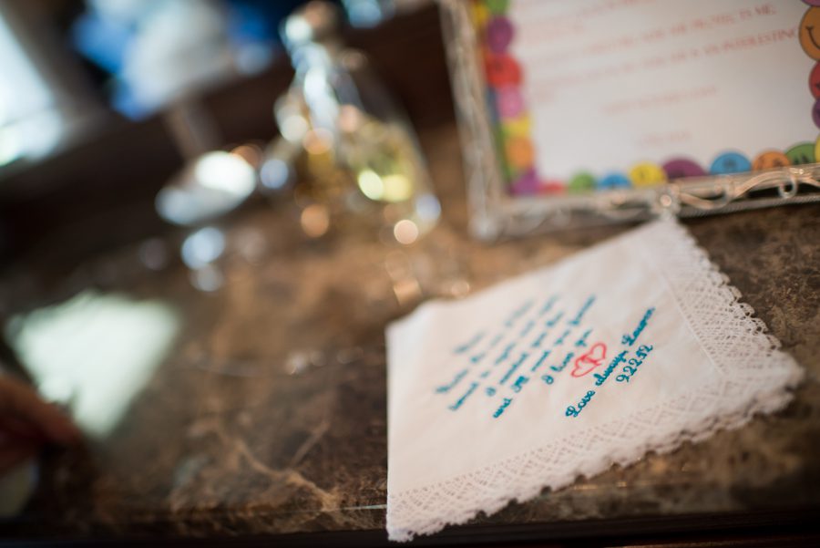 Bride's note to parents on the morning of their wedding day at the Belvedere Hotel in Baltimore, MD. Captured by Ben Lau Photography.