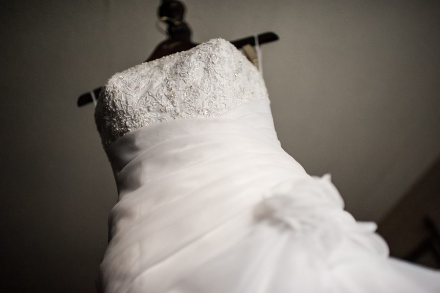 Bride's dress on the morning of her wedding at the Madison Hotel in Morristown, NJ. Captured by NJ wedding photographer Ben Lau.