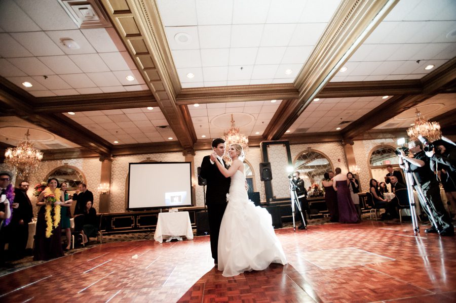 First dance at Alexis and Mike's wedding reception at the Madison Hotel in Morristown, NJ. Captured by NJ wedding photographer Ben Lau.