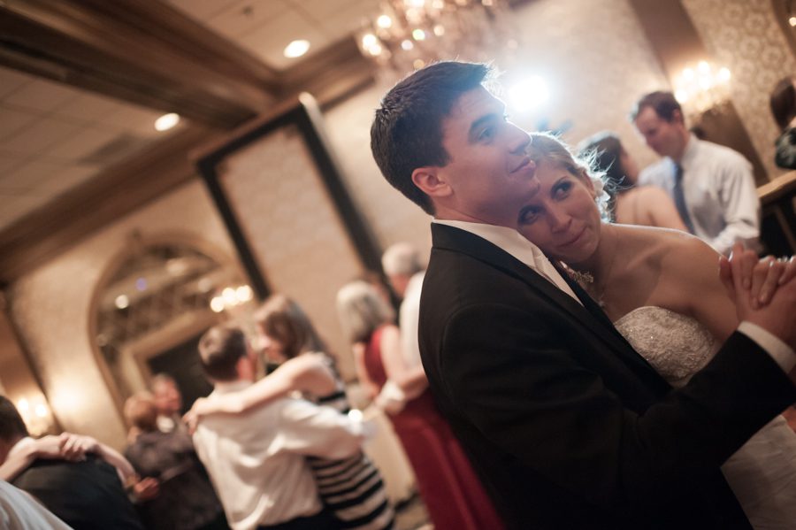 Alexis and Mike dance during a wedding reception at the Madison Hotel in Morristown, NJ. Captured by NJ wedding photographer Ben Lau.