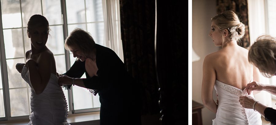 Bride preps for her wedding at the Madison Hotel in Morristown, NJ. Captured by NJ wedding photographer Ben Lau.