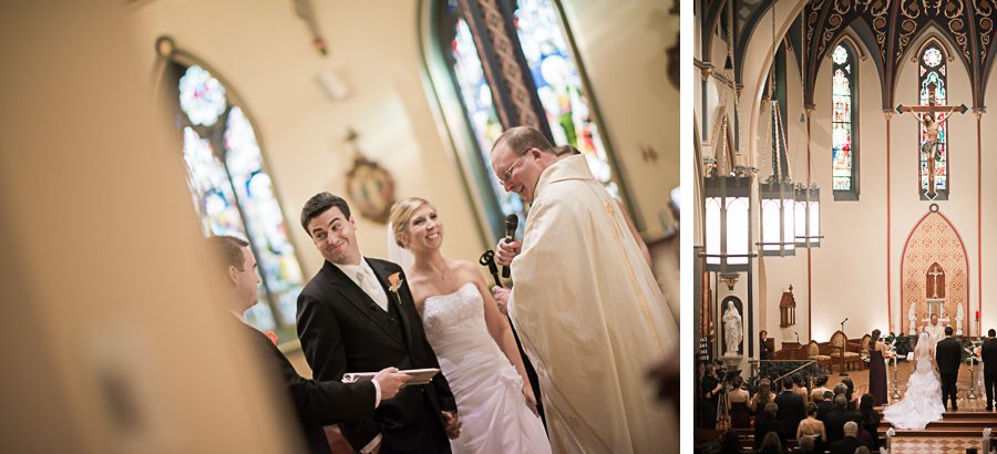 Wedding ceremony at the Church of Assumption in Morristown, NJ. Captured by NJ wedding photographer Ben Lau.