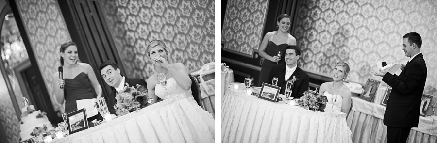 Speeches during a wedding at the Madison Hotel in Morristown, NJ. Captured by NJ wedding photographer Ben Lau.