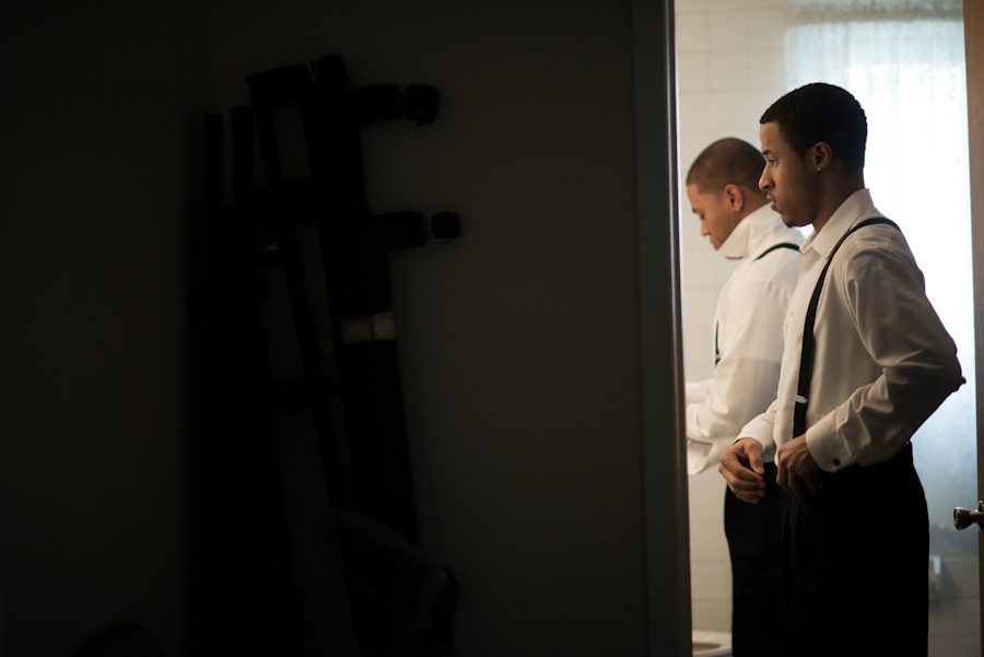 Wedding prep for a wedding at Maritime Park in Jersey City, NJ. Captured by NJ wedding photographer Ben Lau.