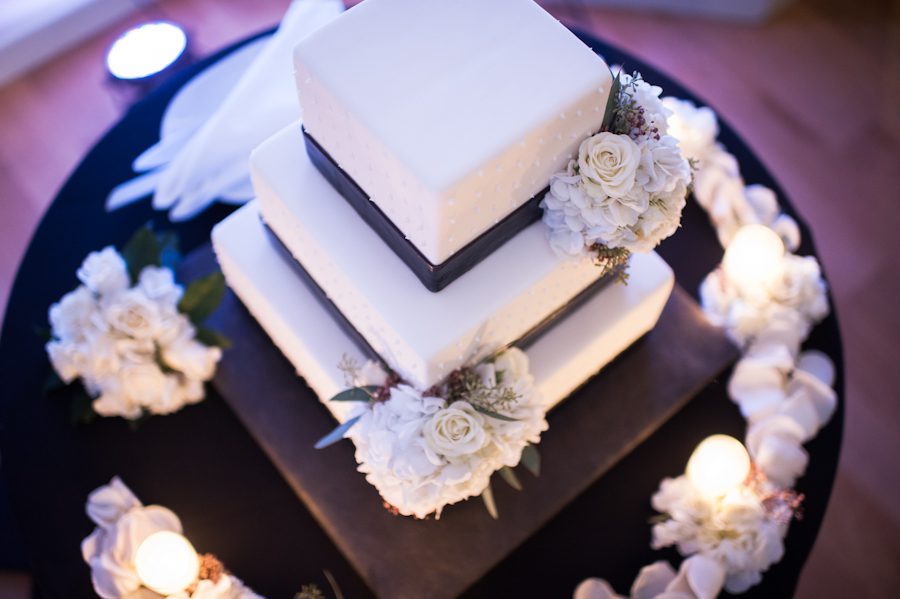 Cake for a Maritime Parc Wedding in Jersey City, NJ. Captured by NJ wedding photographer Ben Lau.