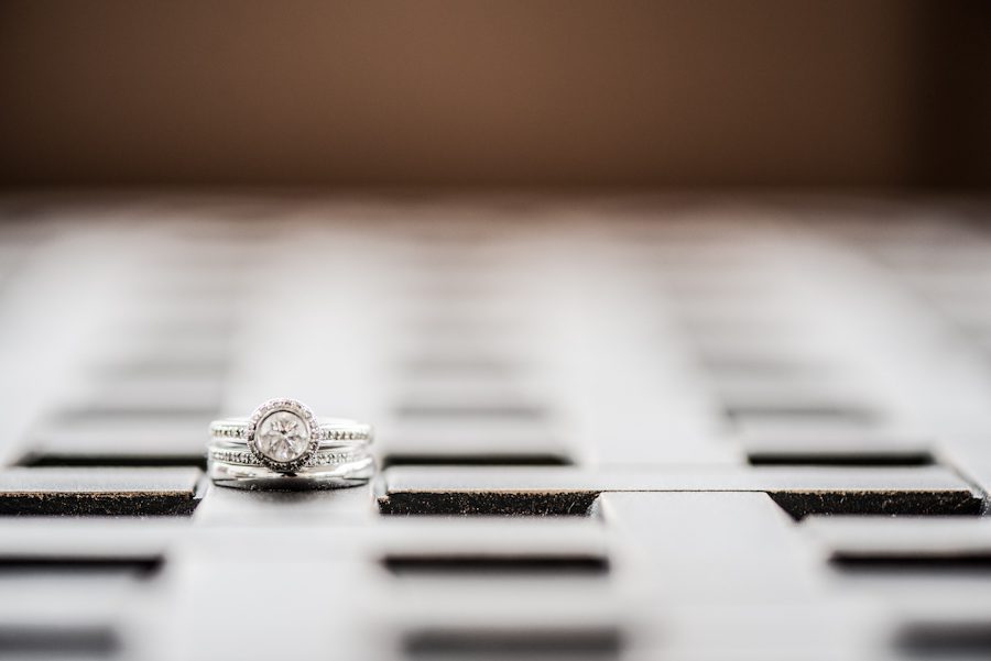 Wedding rings at Mercer Oaks in Princeton Junction, NJ. Captured by NJ wedding photographer Ben Lau.