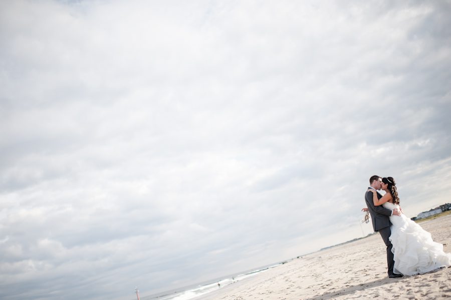 Beach portraits on the morning of Jessica and Shawn's wedding at The Mill in Spring Lake Heights, NJ. Captured by northern NJ wedding photographer Ben Lau.