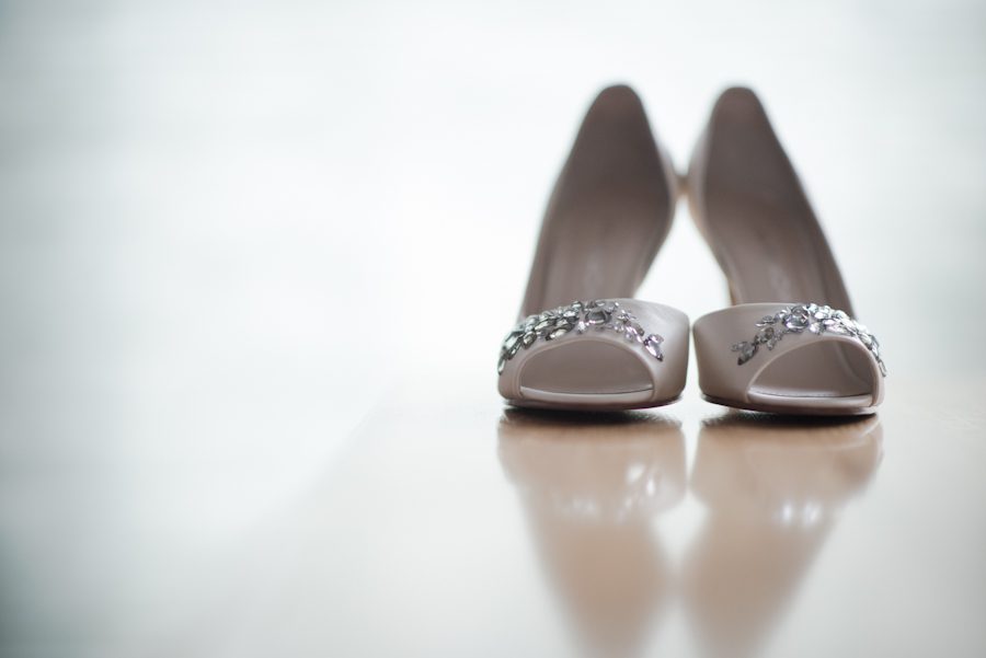 Bride's shoes for a wedding at The Mill in Spring Lake Heights, NJ. Captured by northern NJ wedding photographer Ben Lau.