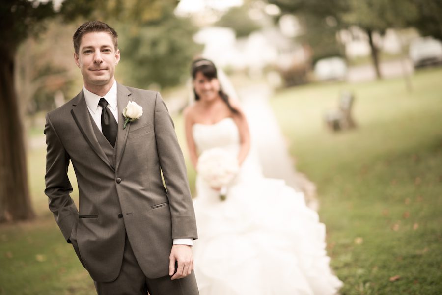 First look for a wedding at The Mill in Spring Lake Heights, NJ. Captured by northern NJ wedding photographer Ben Lau.