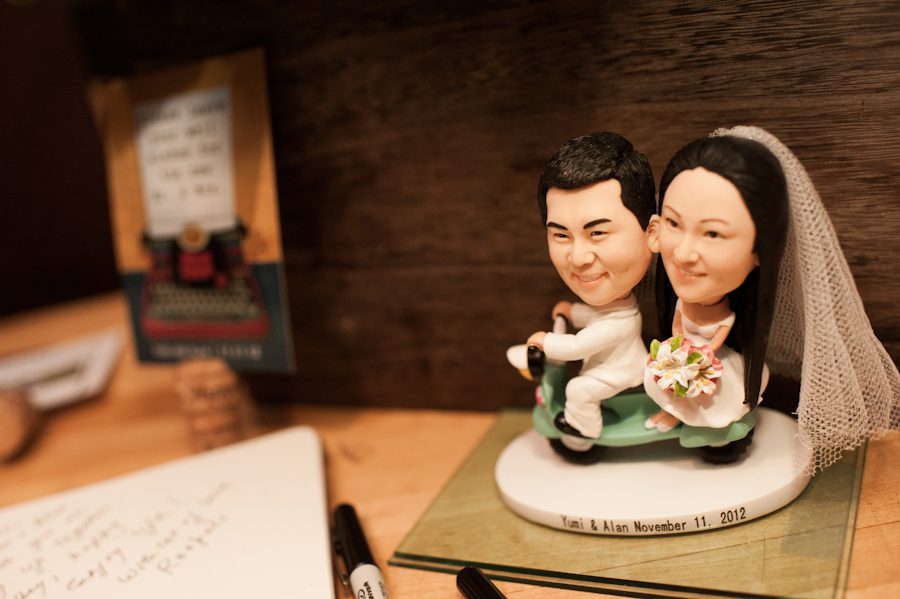 Bride and groom figurine for their wedding at Morans in Chelsea, NY. Captured by NYC wedding photographer Ben Lau.