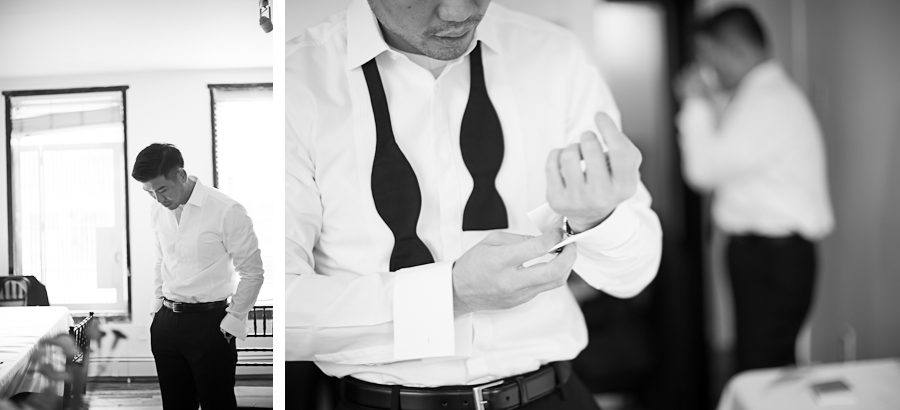 Groom prepares for his wedidng day at Morans in Chelsea, NY. Captured by NYC wedding photographer Ben Lau.