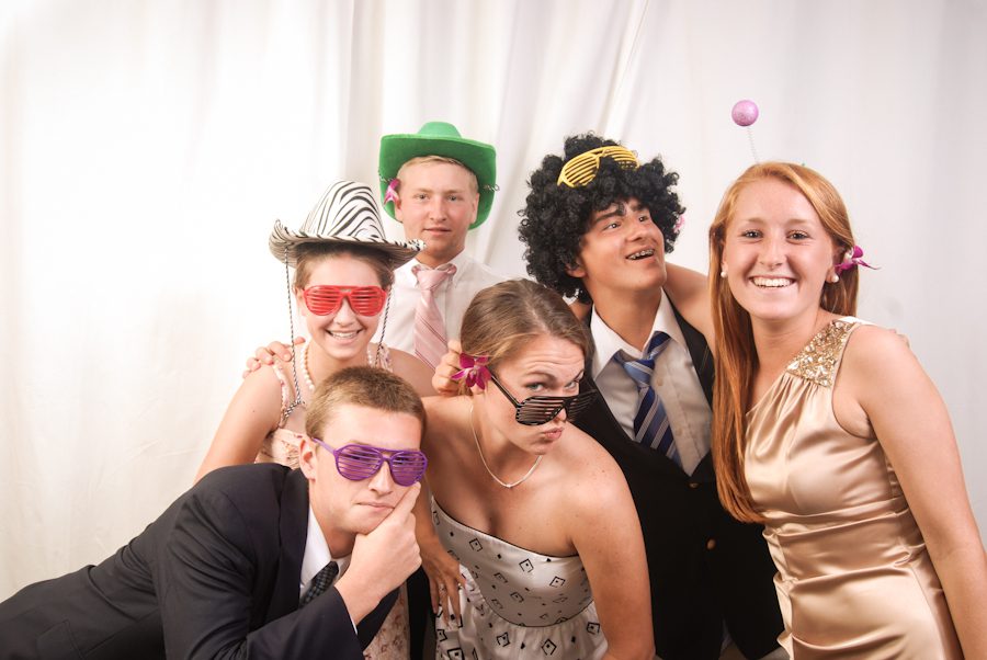Photo booth during a wedding reception at Clarks Landing in Point Pleasant, NJ. Captured by northern NJ wedding photographer Ben Lau.