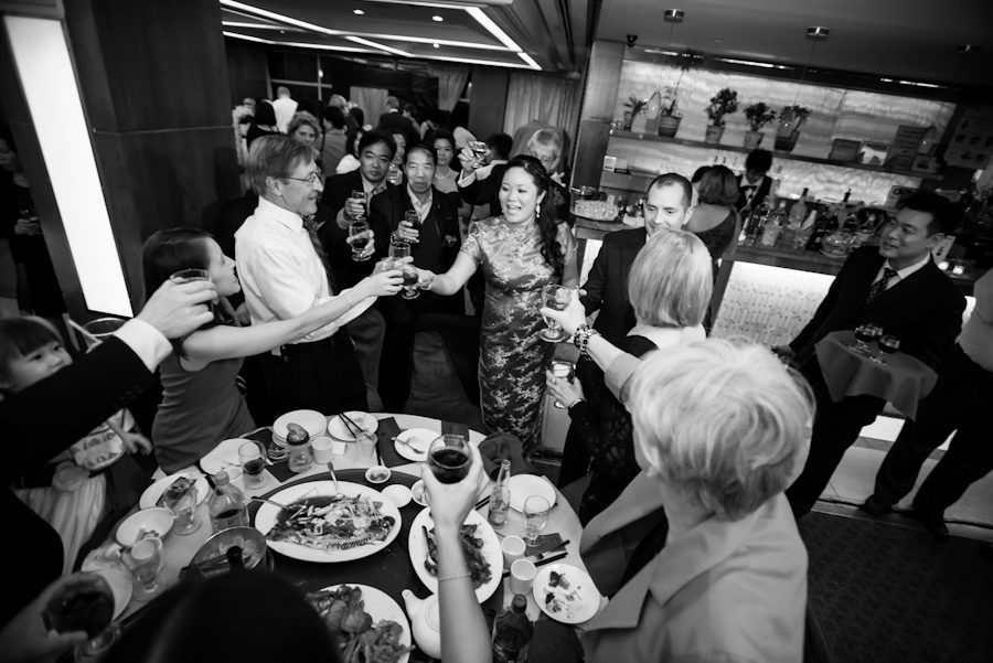 Jenny and Jeff's wedding reception at Pacificana in Brooklyn, NY. Captured by NYC wedding photographer Ben Lau.