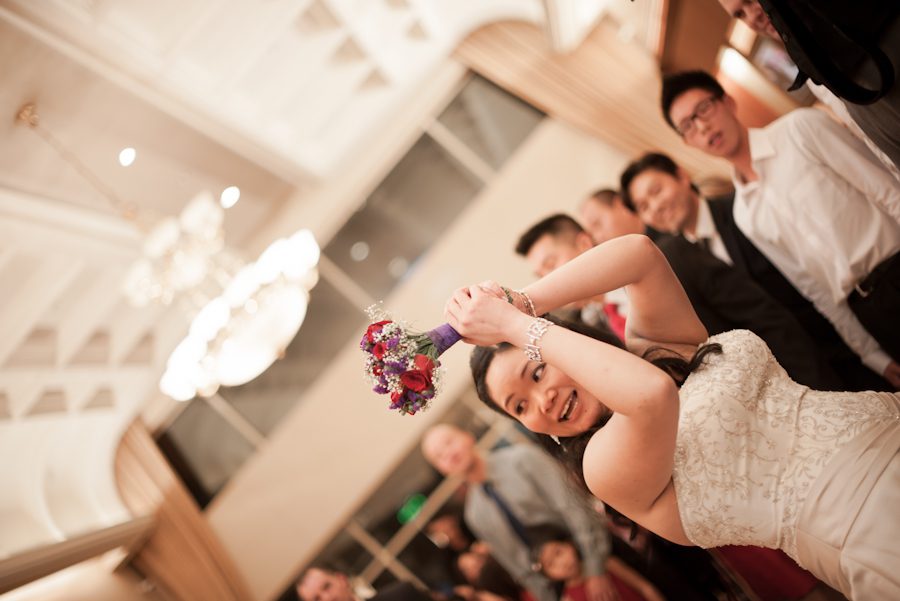 Jenny and Jeff's wedding reception at Pacificana in Brooklyn, NY. Captured by NYC wedding photographer Ben Lau.