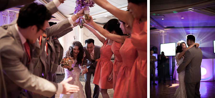 Grand entrance and first dance at the VIP Country Club in Westchester, NY. Captured by NYC wedding photographer Ben Lau.