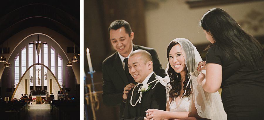 Wedding ceremony at the Notre Dame Church in New Hyde Park, NY. Captured by NYC wedding photographer Ben Lau.