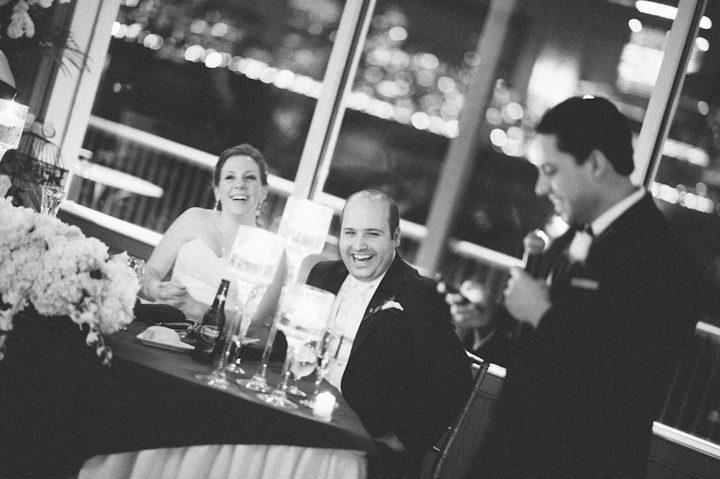 Best man speech during a wedding reception at the Liberty House in Jersey City, NJ. Captured by NYC wedding photographer Ben Lau.