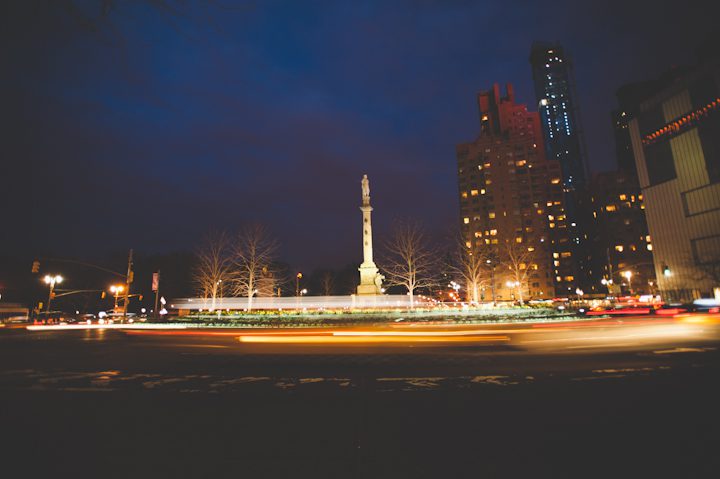Columbus Circle during an engagement session in NYC. Captured by NYC wedding photographer Ben Lau.